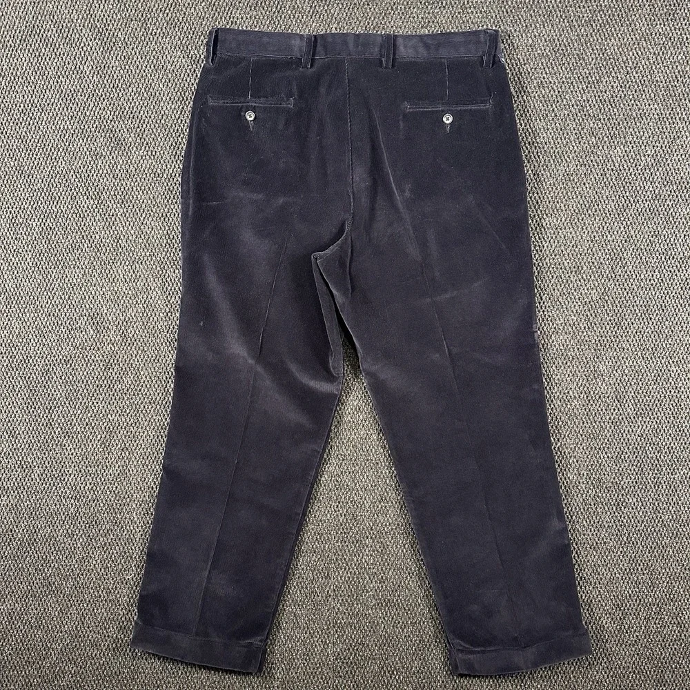 Y2K Dockers Corduroy Pants Men's 36x29 Navy Relaxed Fit Pleated Wide Wale Cuffed
